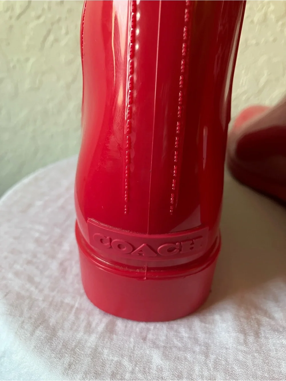 Coach: Red “Candy Apple”Rivington Rain Booties Boots- 7
